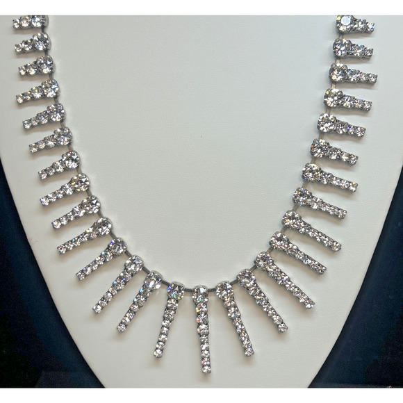TOVA Rydell Necklace Antique Silver Statement Holiday Sparkle Runway Glam Drop - Picture 1 of 16